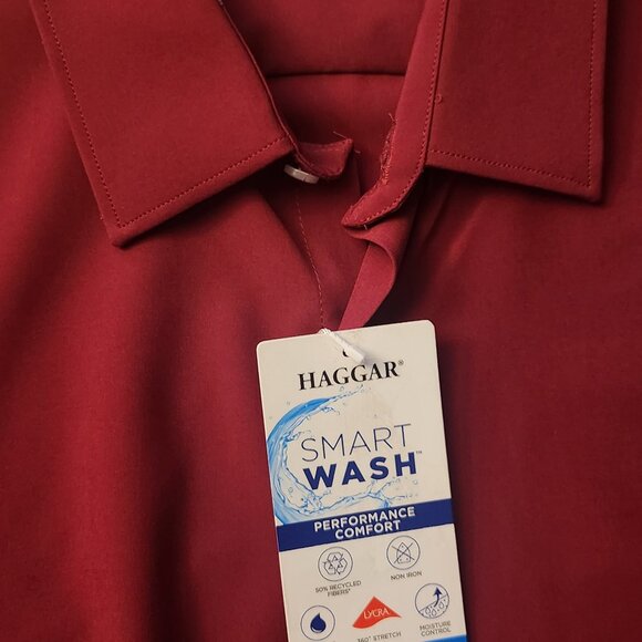 Rich Red Haggar Slim Fit Smart wash Button down - Picture 10 of 10
